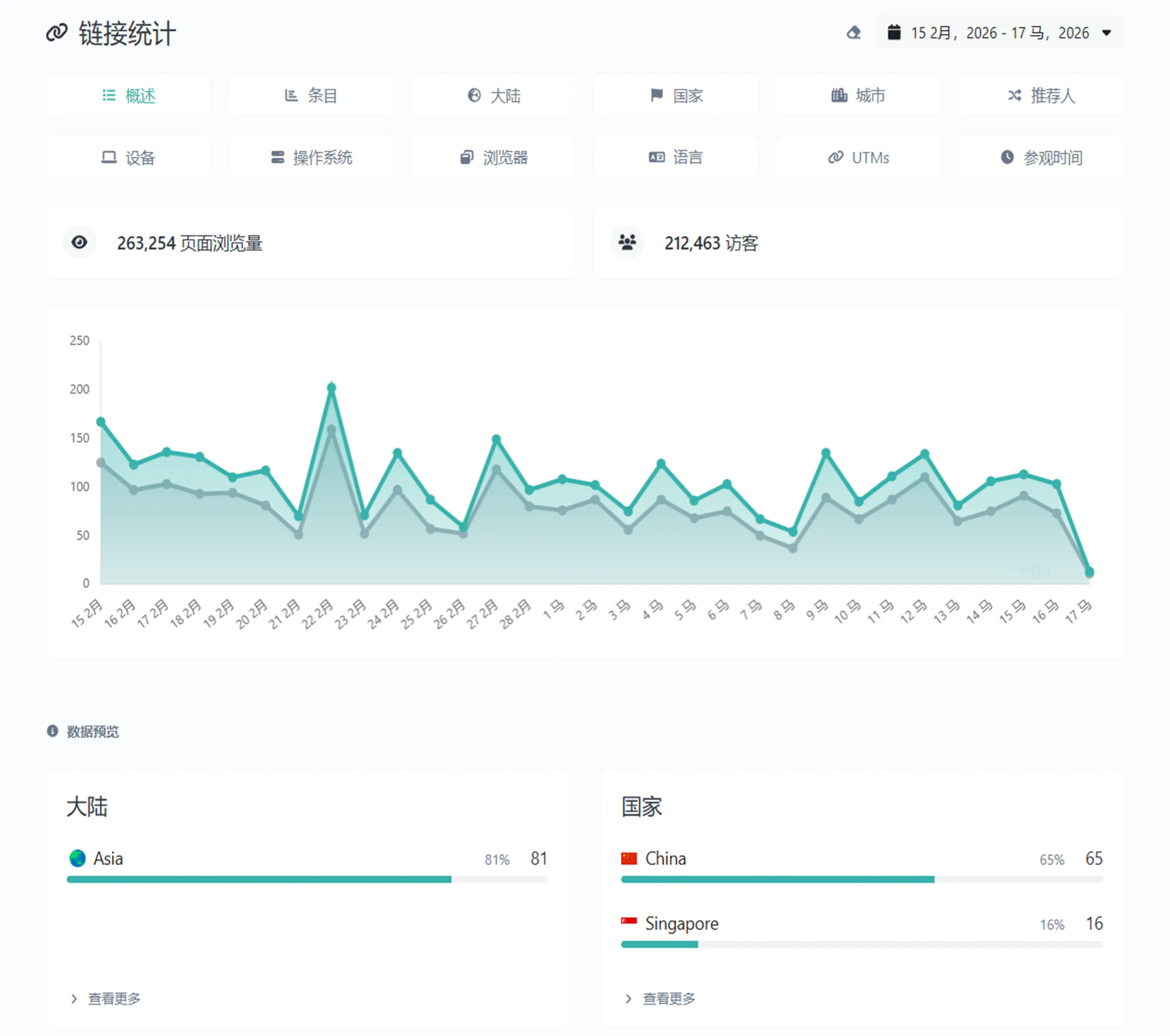 应用链接分析系统页面的截图
